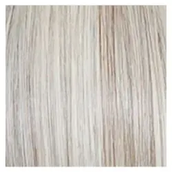 A close up image of a blonde wig.
