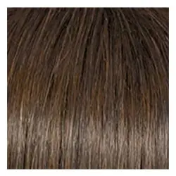 A close up of a brown wig.