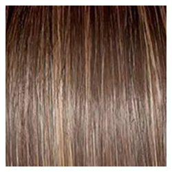 A close up of a brown hair with brown highlights.