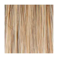 A close up image of a blonde hair wig.